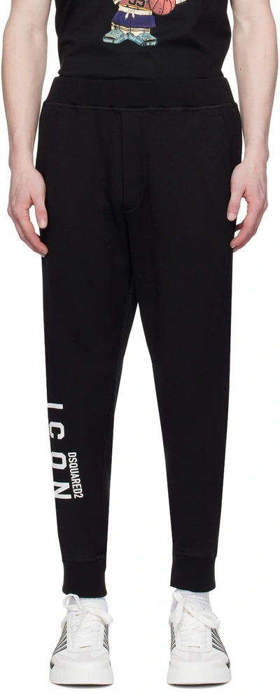 DSQUARED2 BLACK 'ICON' SKI SWEATPANTS