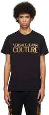 Versace Jeans Couture Short Sleeve Crew Neck Logo T Shirt In Black