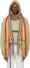 CRAIG GREEN GRAY & RED STRIPE HOODED SCARF