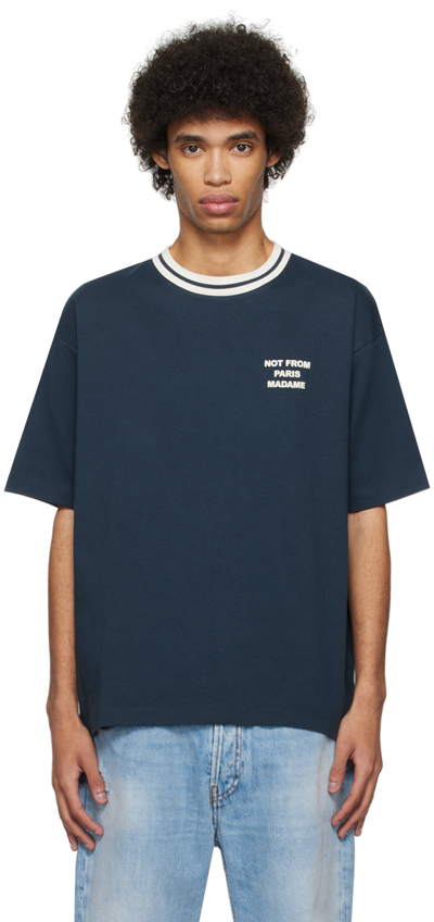 Drôle De Monsieur Navy 'le T-shirt Slogan Sport' T-shirt