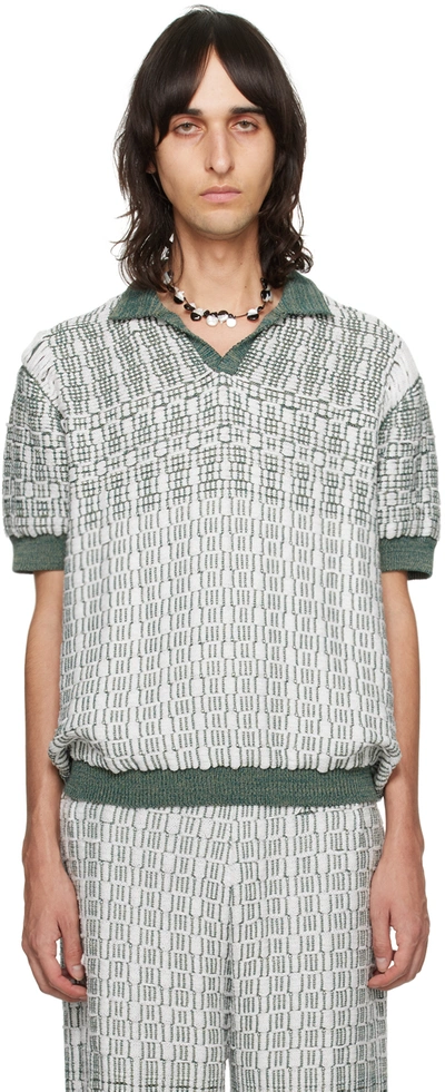 Isa Boulder Ssense Exclusive White & Green Mat Polo In Gradiation