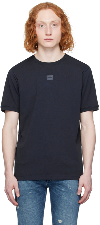 Hugo Navy Logo Patch T-shirt In Dark Blue 405