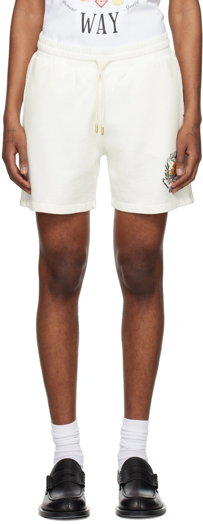Casablanca Casa Way Cotton Jersey Sweat Shorts In White