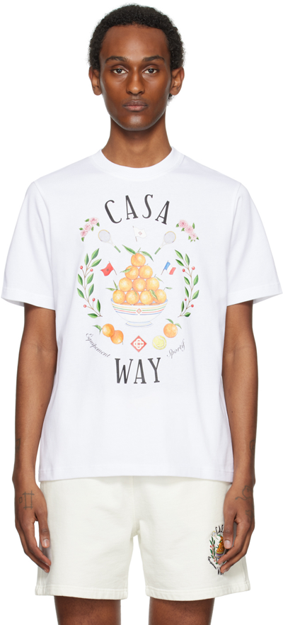 Casablanca Ssense Exclusive White 'casa Way' T-shirt.