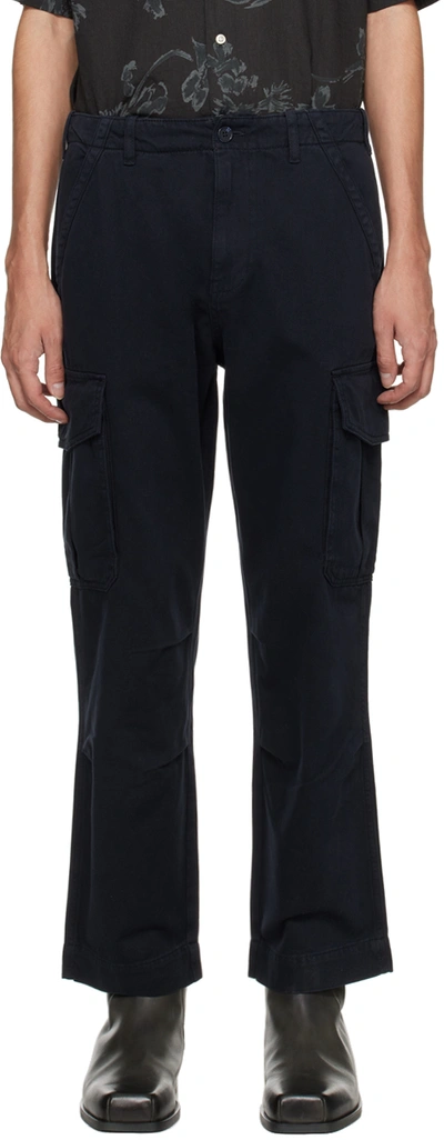 Officine Generale Navy Kenny Cargo Trousers In Dark Navy