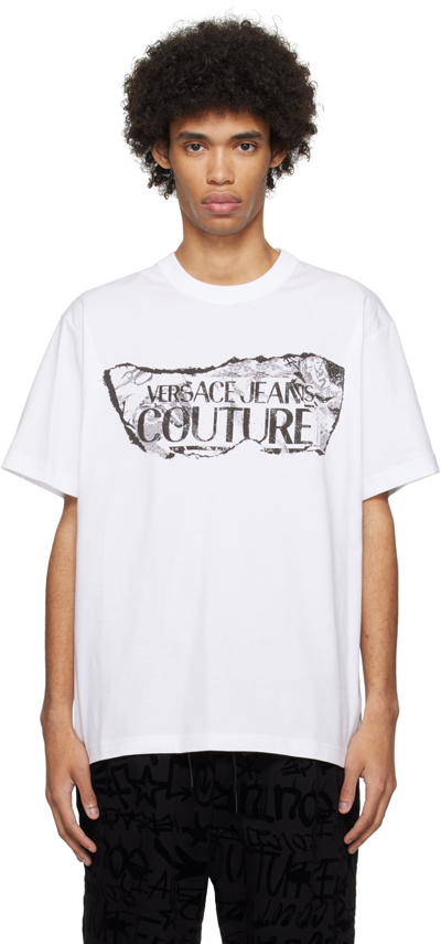 Versace Jeans Couture White Magazine T-shirt In E003 White
