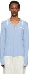 King & Tuckfield Blue Irregular Rib Shirt In Power Blue/vanilla