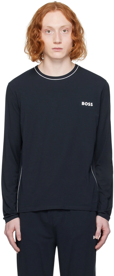 Hugo Boss Navy Balance Long Sleeve T-shirt In Dark Blue 403