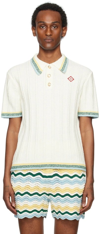 CASABLANCA OFF-WHITE STRIPED POLO