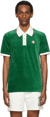 Casablanca Ribbed Velvet Polo Shirt In Green