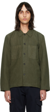 Officine Generale Harrison Wool And Cashmere-blend Felt Overshirt In Olive Night