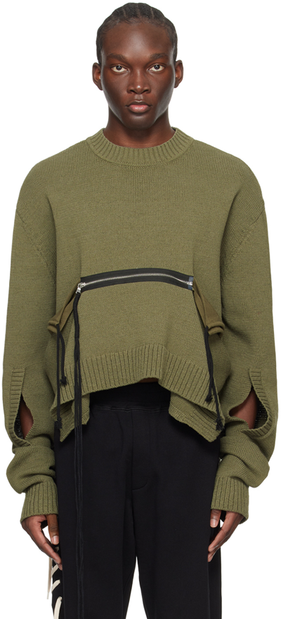 Craig Green Deconstructed Zip-detail Jumper In Olive