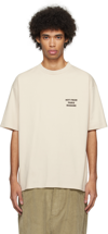 Drôle De Monsieur White Crewneck T-shirt With Slogan Print On The Front And Back In Cotton Man In Mastic
