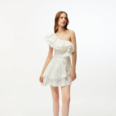 Nocturne Women's One Shoulder Draped Taffeta Dress In White