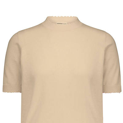 Minnie Rose Cotton Cashmere Boxy Frayed Tee In Brown