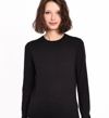 Minnie Rose Supima Cotton Cashmere Long Sleeve Crew In Black