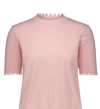 Minnie Rose Cotton Cashmere Boxy Frayed Tee In Pink