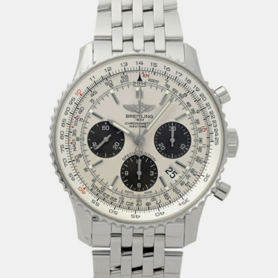 Pre-owned Breitling Silver Stainless Steel Navitimer Ab012012/g826 Automatic Men's Wristwatch 43 Mm