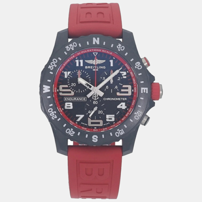 Pre-owned Breitling Black Rubber Endurance Pro X82310d91b1s1 Quartz Men's Wristwatch 44 Mm