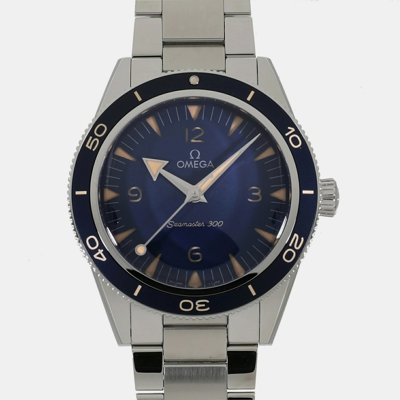 Pre-owned Omega Blue Stainless Steel Seamaster 234.30.41.21.03.001 Automatic Men's Wristwatch 41 Mm