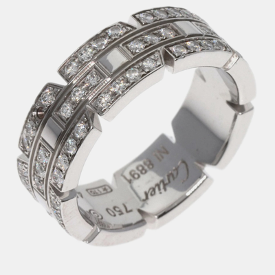 Pre-owned Cartier Maillon Trouserhere 18k White Gold Diamond Ring Eu 49