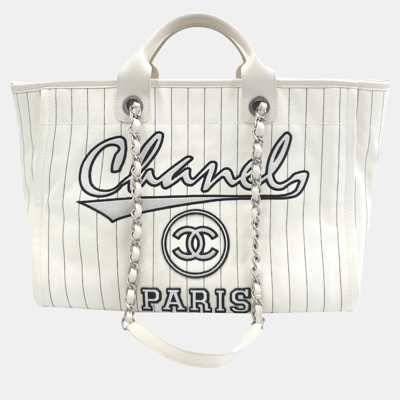 Pre-owned Chanel Doville Tote And Shoulder Bag In White