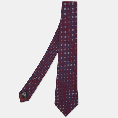 Pre-owned Emporio Armani Burgundy Jacquard Silk Tie