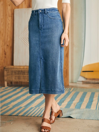 Faherty Stretch Terry Midi Skirt Wash In Riverton