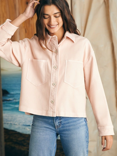 Faherty Stretch Terry Overshirt Jacket In Peach Whip
