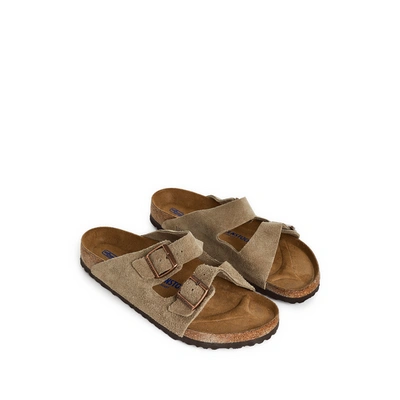 Birkenstock Arizona Suede Leather Sandals In Beige