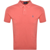 Polo Ralph Lauren Custom Slim Fit Mesh Polo Shirt Man Polo Shirt Apricot Size L Cotton In Red