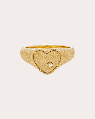 Yvonne Léon Women's Diamond & 9k Gold Glitter Heart Baby Signet Ring