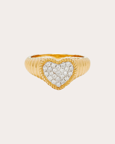Yvonne Léon Women's Diamond & 9k Gold Berlingot Heart Baby Signet Ring