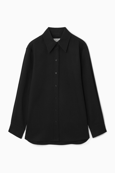 Cos Relaxed Fluid Shirt In Black