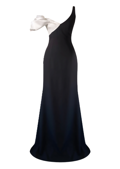 Gigii's Opera Sleeveless Two-tone Ruffle Gown In Multi Colour