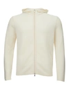 GRAN SASSO GRAN SASSO ELEGANT WHITE WOOL HOODED MEN'S CARDIGAN