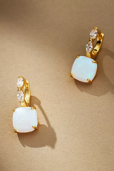 By Anthropologie Crystal Hoop Stone Pendant Earrings In White