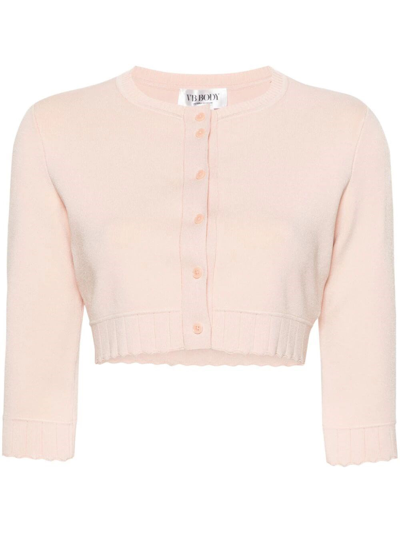 Victoria Beckham Vb Body Cropped Cardigan In Nude & Neutrals