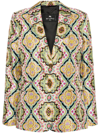 Etro Medallion-print Silk Single-breasted Blazer Jacket In Black