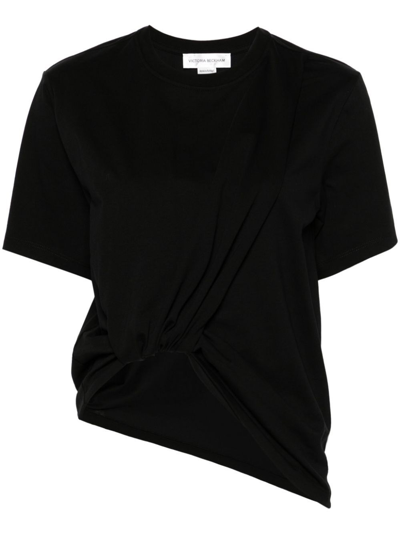 Victoria Beckham Twist-detail Cotton T-shirt In Black