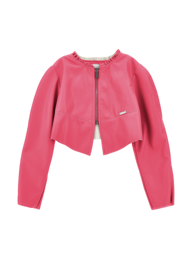 Monnalisa Kids'   Coated Fabric Jacket In Fuchsia