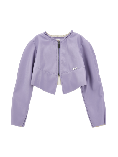 Monnalisa Kids'   Coated Fabric Jacket In Wisteria