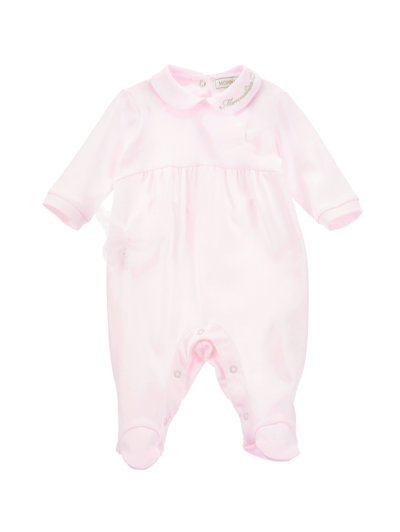 Monnalisa Kids'   Playsuit With Tulle Details In Dusty Pink Rose