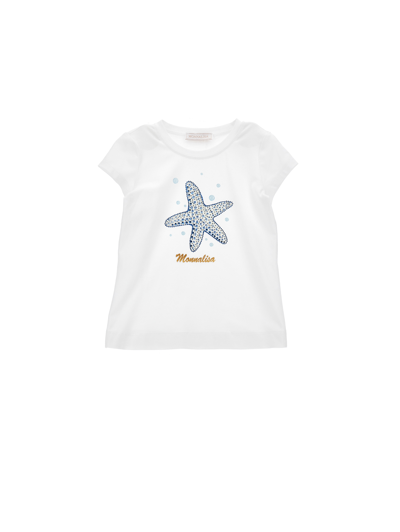 Monnalisa Rhinestone Starfish T-shirt In White