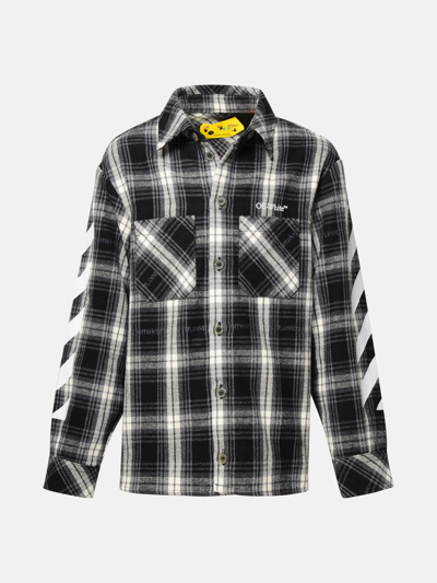 Off-white Kids' Two-tone Cotton Blend Shirt In Black