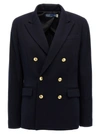 Polo Ralph Lauren Womens Wool Suit Separate Double-breasted Blazer In Blue