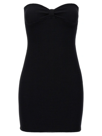 Reina Olga 'tigress Bow Detail Strapless Mini Dress' In Black