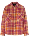 Palm Angels Virgin Wool Overshirt With Snap Buttons In Bordeaux