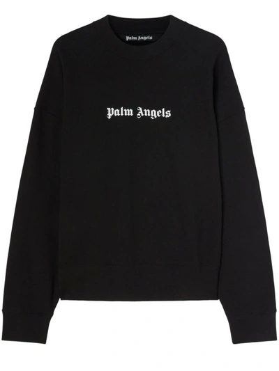 Palm Angels Logo Cotton Sweatshirt In Black