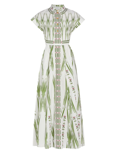 Giambattista Valli Floral Cotton Maxi Dress In Ivory Green
